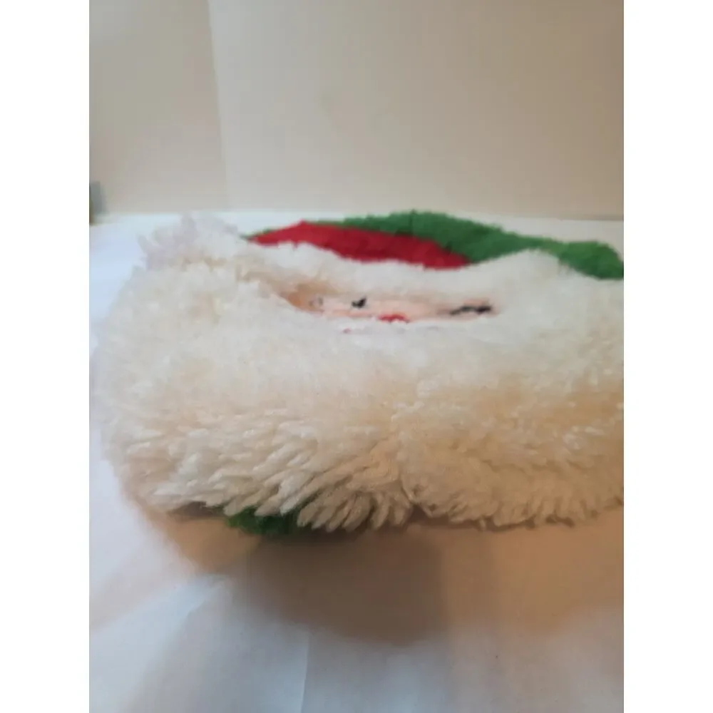 Unused MCM Vtg Red MERRY CHRISTMAS Chenille BATH TOILET SEAT Lid COVER Bathroom